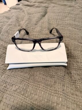 Burberry Men’s Translucent Gray Rectangle Eyeglasses